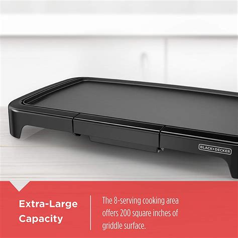 BLACK+DECKER Family-Sized Electric Griddle with Drip Tray, GD2011B | Bigbigmart.com