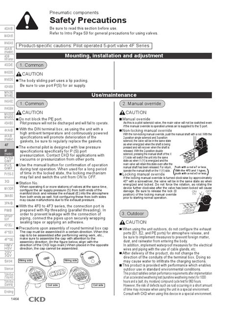 4F・M4F Series Precautions (0.3MB) | PDF | Valve | Manufactured Goods