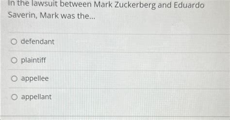 Solved In the lawsuit between Mark Zuckerberg and Eduardo | Chegg.com