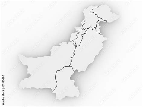 Three-dimensional map of Pakistan Stock Illustration | Adobe Stock