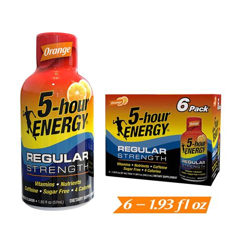 5-hour ENERGY® Shot, Regular Strength, Orange, 1.93 Oz, 6 Pack ...