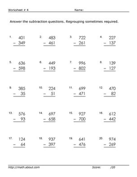 Math Worksheets For Grade 2 Subtraction With Regrouping 3 Digits - Thekidsworksheet