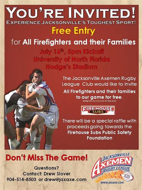 Firehouse Subs Jacksonville Axemen thank area Firefighters - Jacksonville Axemen Rugby ...