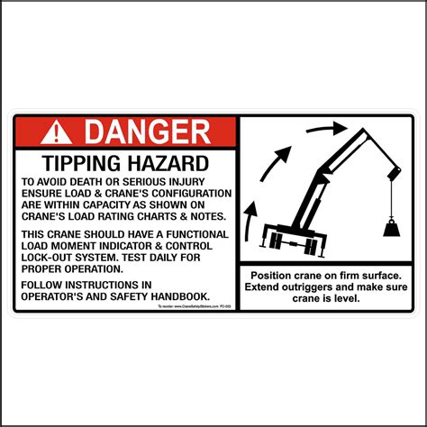 Crane Safety Sticker Tipping Hazard Decal