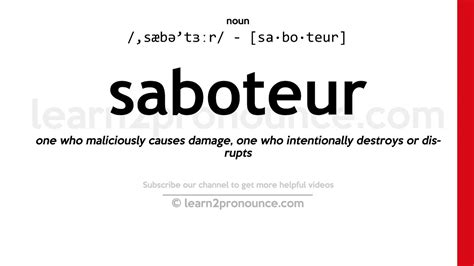 Pronunciation of Saboteur | Definition of Saboteur - YouTube