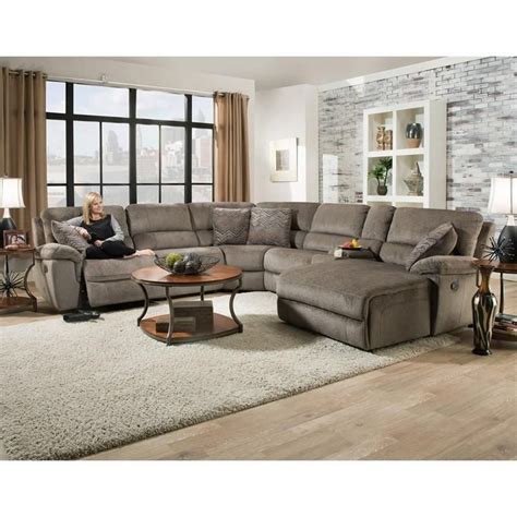 Corinthian Sectionals Reilly Taupe 6pc Reclining Sectional (Reclining ...