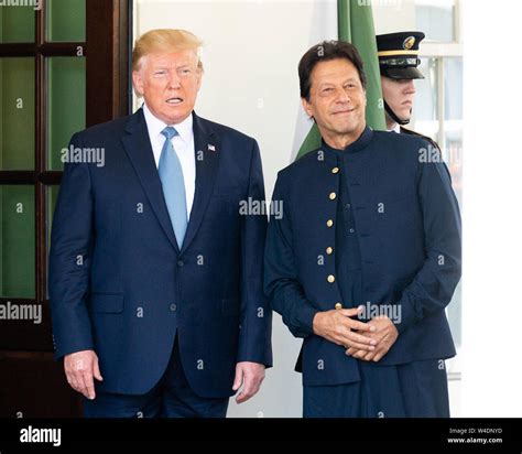 President Donald Trump welcomes Imran Khan, the Prime Minister of Pakistan to the White House in ...