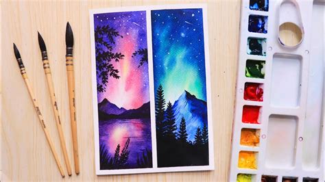 Easy watercolor painting ideas night sky for beginners step by step ...