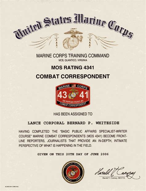 USMC MOS 4341 Combat Correspondent