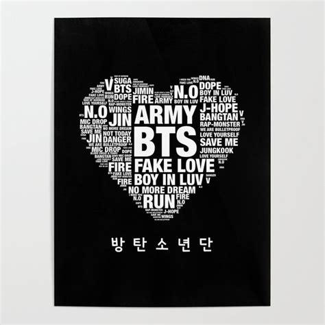 Bts Army Fan Art : Typography Art Poster by Louche & Lovely - 18" X 24" | Bts army logo, Bts ...