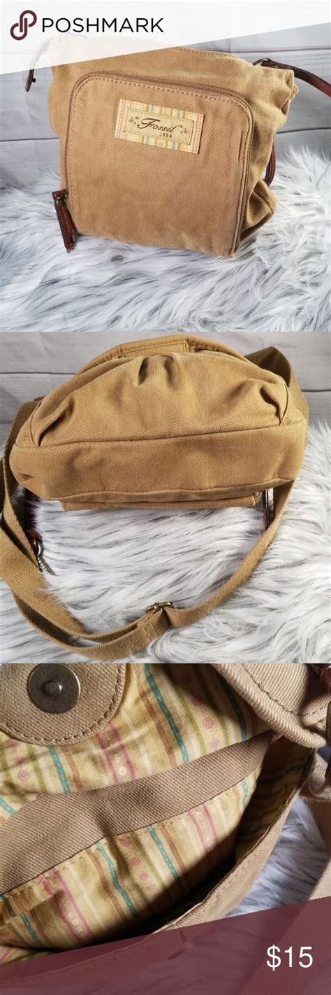 Fossil Canvas Women's Messager Crossbody Bag Fossil Messenger Crossbody ...