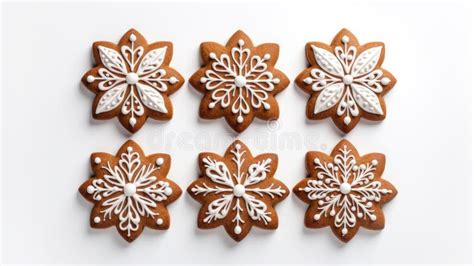 A Set of Gingerbread Cookies in Patterns on a Plain White Background ...