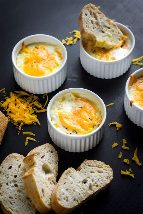 Simple Shirred Eggs With Cheddar Cheese Recipe