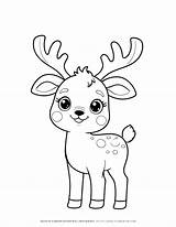 Happy Reindeer Coloring Page For Kids  Festive Holiday Fun sketch template