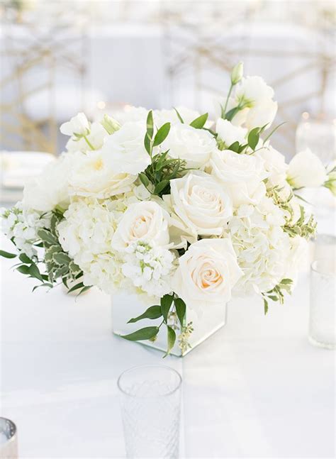 white flower arrangements wedding - Calista Bird