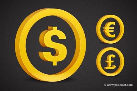 Free Gold Currency Symbols Mockup in PSD - DesignHooks