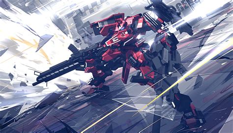 3840x2160px | free download | HD wallpaper: red and black Gundam wallpaper, mech, digital art ...