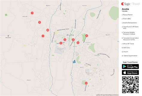 Arusha Printable Tourist Map | Sygic Travel