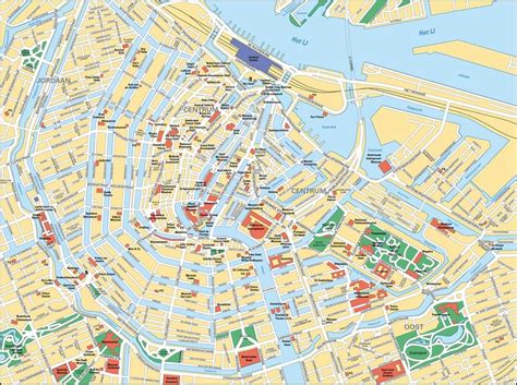 Tourist map of Amsterdam attractions, sightseeing, museums, sites ...