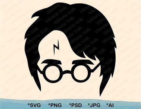 Harry Potter Facial Features Scar Silhouette svg png jpg | Etsy