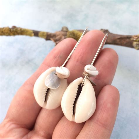 Cowrie shell earrings - seashell earrings