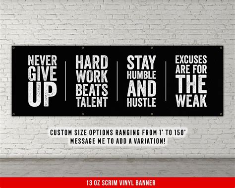 Motivational Quotes Banner Home Gym Decor Large Quote Wall Art ...