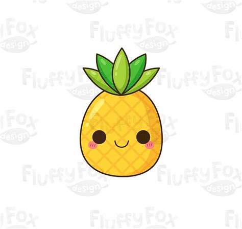 Kawaii Pineapple Clipart Cute Pineapples Clip Art Faces | Etsy