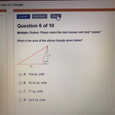 What Is The Area Of The Obtuse Triangle Given Below