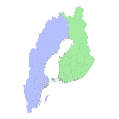 Premium Vector | High quality political map of sweden and finland with borders of the regions or ...