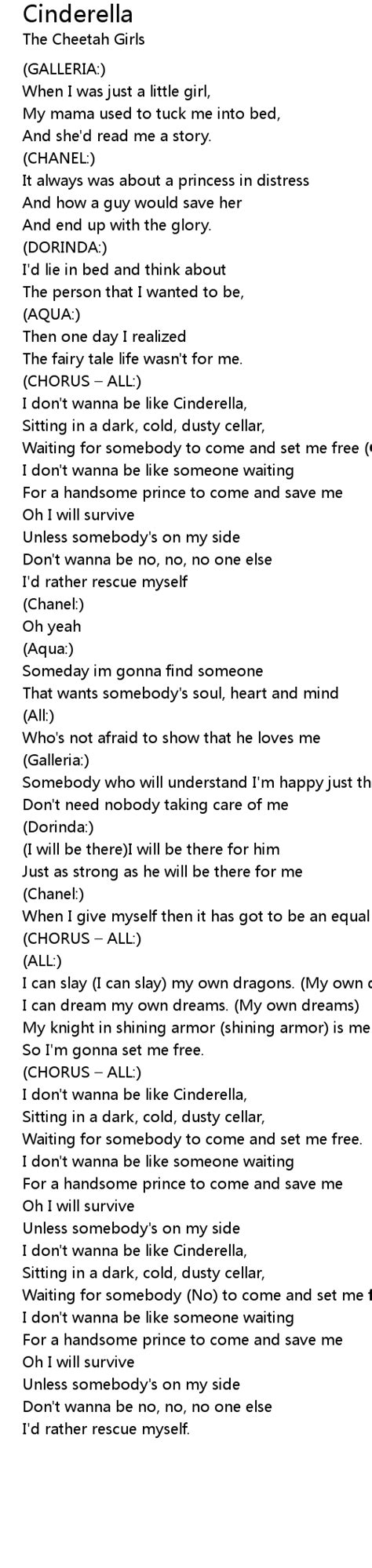 Cinderella Lyrics - Follow Lyrics