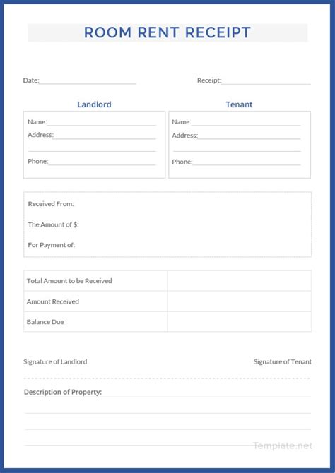 Room Rent Receipt Template in Microsoft Word | Template.net