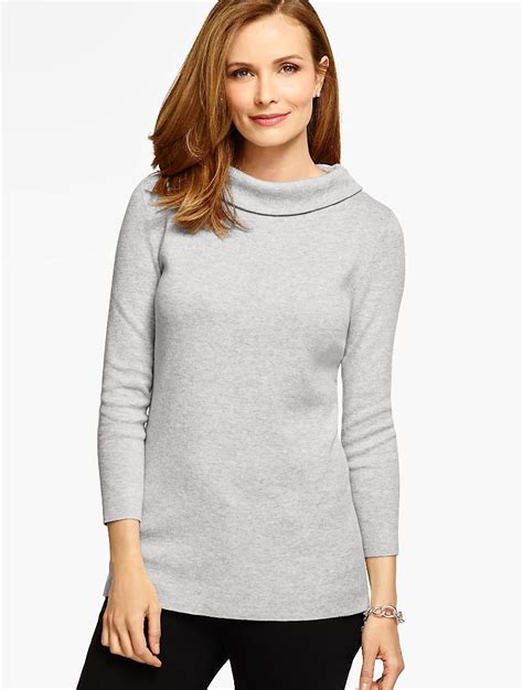 Lyst - Talbots Fold-over Mockneck Sweater in Gray