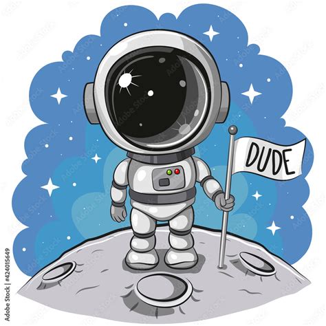 Cartoon astronaut on the moon on a space background Stock Vector ...