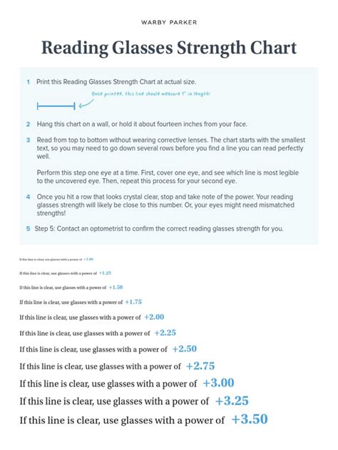 Reading Glasses Strength Chart | PDF