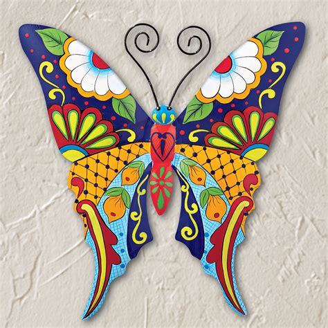 Collections Etc Colorful Metal Mexican Talavera-Style Insect Garden Wall Art for Indoor and ...