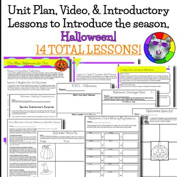 Halloween Art Lessons, Complete Art Unit with Art Projects and Activities