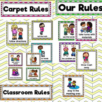 Classroom Rules Visuals and Posters for 3K, Pre-K, Preschool & Kindergarten