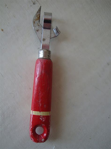 Items similar to Vintage Can Opener Red Wooden Handle Rustic Primitive Farm House Style on Etsy