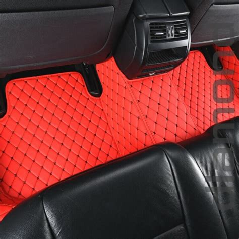 Racing Red and Black Stitching Car Mats Set - Diamond Car Mats