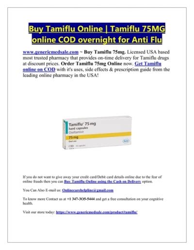 Buy Tamiflu 75mg tablet online with cash on delivery