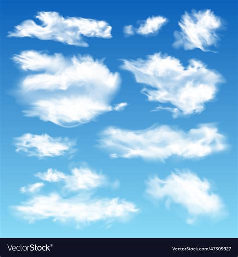 Blue sky clouds set Royalty Free Vector Image - VectorStock