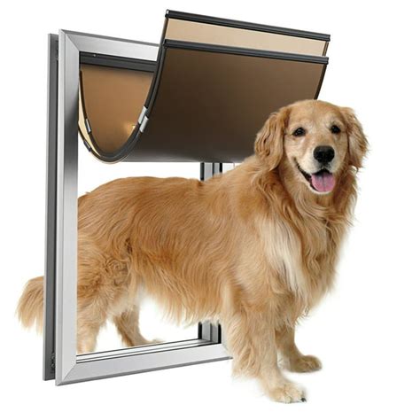 SHZOND Large Dog Door Aluminum Dog Doors W/Extra-Large Flap 17.5" W x ...