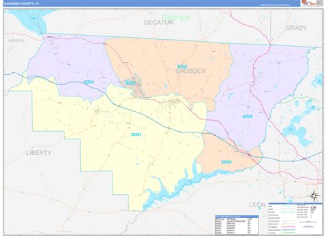 Gadsden County, FL Wall Map Color Cast Style by MarketMAPS - MapSales