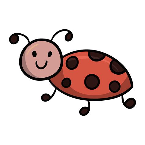 Cute bug, red ladybug, insect, cartoon vector illustration on white ...