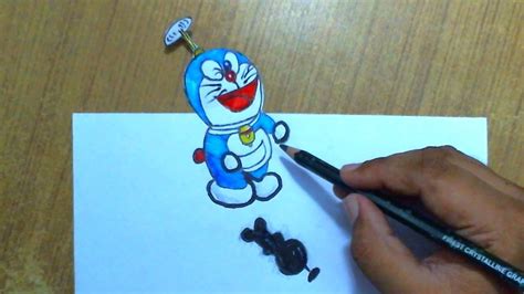 3D Doraemon drawing, 3D Art Drawing, How to Draw Doraemon, 3D drawing on paper