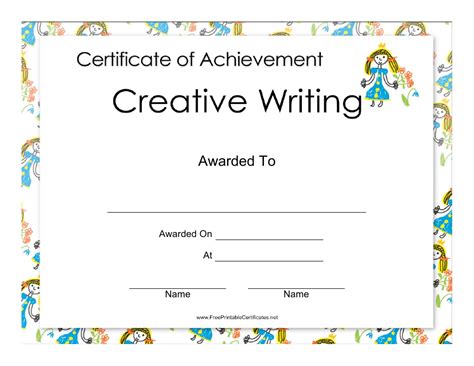 Creative Writing Certificate of Achievement Template Download Printable PDF | Templateroller