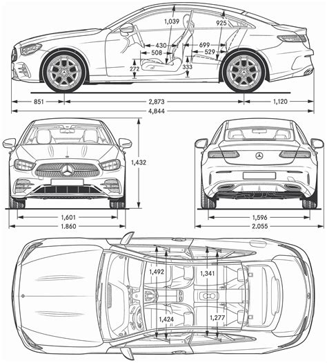 Mercedes-Benz E-class 2020 Blueprint - Download free blueprint for 3D modeling