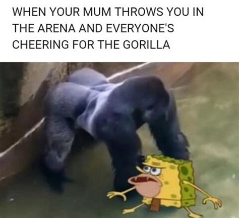 HarambeCavemanSB1 | Spongebob funny, Harambe meme, Funny memes