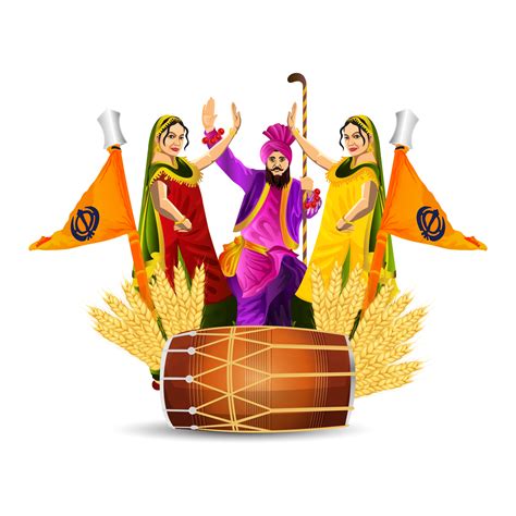 Happy baisakhi vector illustration with creative drum 12011891 PNG