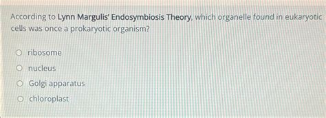 Solved According to Lynn Margulis' Endosymbiosis Theory, | Chegg.com